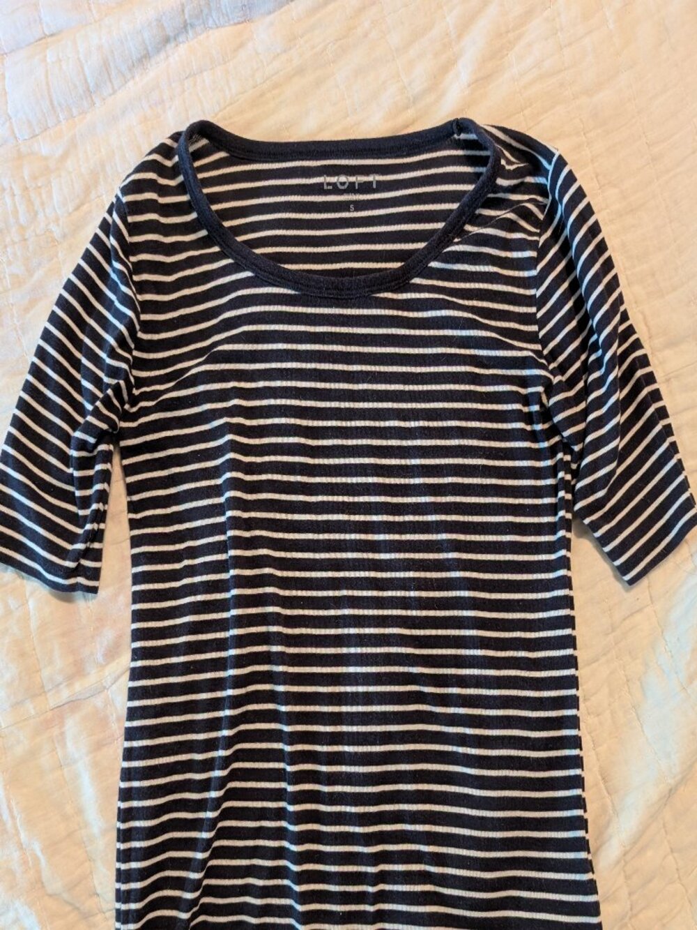 Navy blue stripe, Loft, quarter sleeve shirt